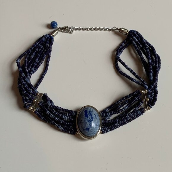 Blue Seed Bead Choker - Picture 4 of 4